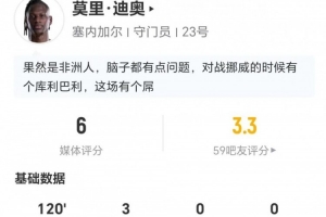 塞内加尔守门员迪奥此役扑出3球失误丢1球 丢球权达25次 得6分
