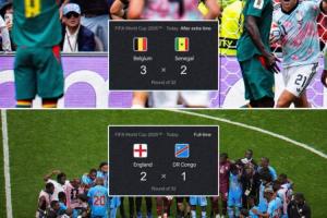 英格兰1-2逆转绝杀民主刚果，比利时2-3绝杀塞内加尔