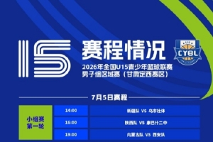 全国U15青少年篮球联赛男子组区域赛7月4日开启